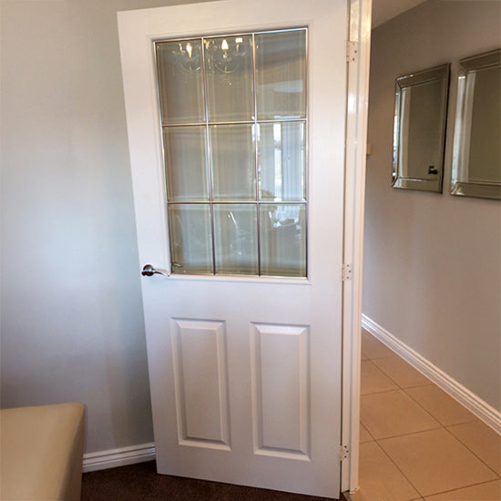 9 Light Chrome Beading Rail Single Half Glazed Door (Wood Grained Texture)