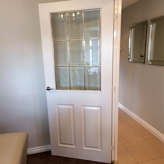 9 Light Chrome Beading Rail Single Half Glazed Door (Wood Grained Texture)