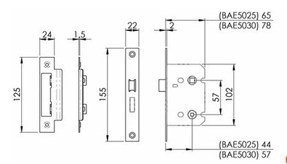 63mm Bathroom Lock & Keep Set (Black matt)