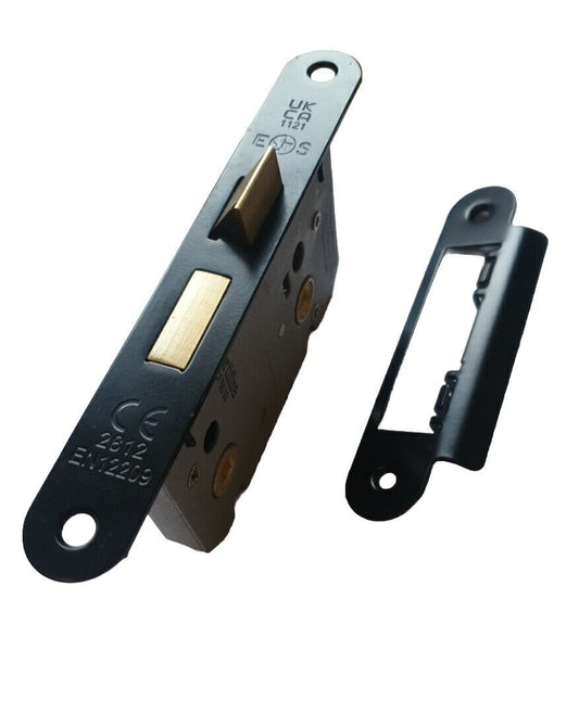 63mm Bathroom Lock & Keep Set (Black matt)